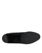 Black Leather Logo Mid Calf Boots Shoes