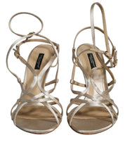 Dolce & Gabbana Beige Leather Stiletto Heels Sandals Shoes Dolce & Gabbana