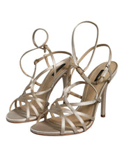 Dolce & Gabbana Beige Leather Stiletto Heels Sandals Shoes Dolce & Gabbana
