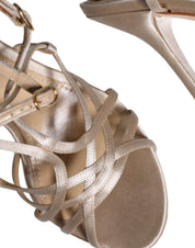 Dolce & Gabbana Beige Leather Stiletto Heels Sandals Shoes Dolce & Gabbana