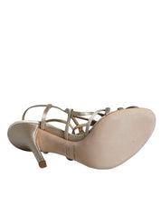 Dolce & Gabbana Beige Leather Stiletto Heels Sandals Shoes Dolce & Gabbana