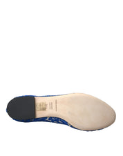 Blue Lace Crystal Ballet Flats Loafers Shoes