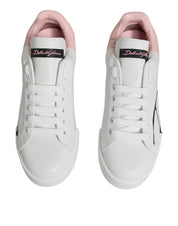 White Pink Portofino Low Top Sneakers Shoes