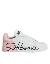 White Pink Portofino Low Top Sneakers Shoes