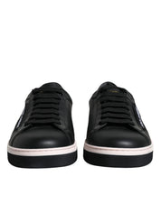 Black Leather Low Top Men Sneakers Shoes