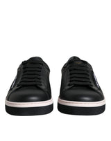 Black Leather Low Top Men Sneakers Shoes