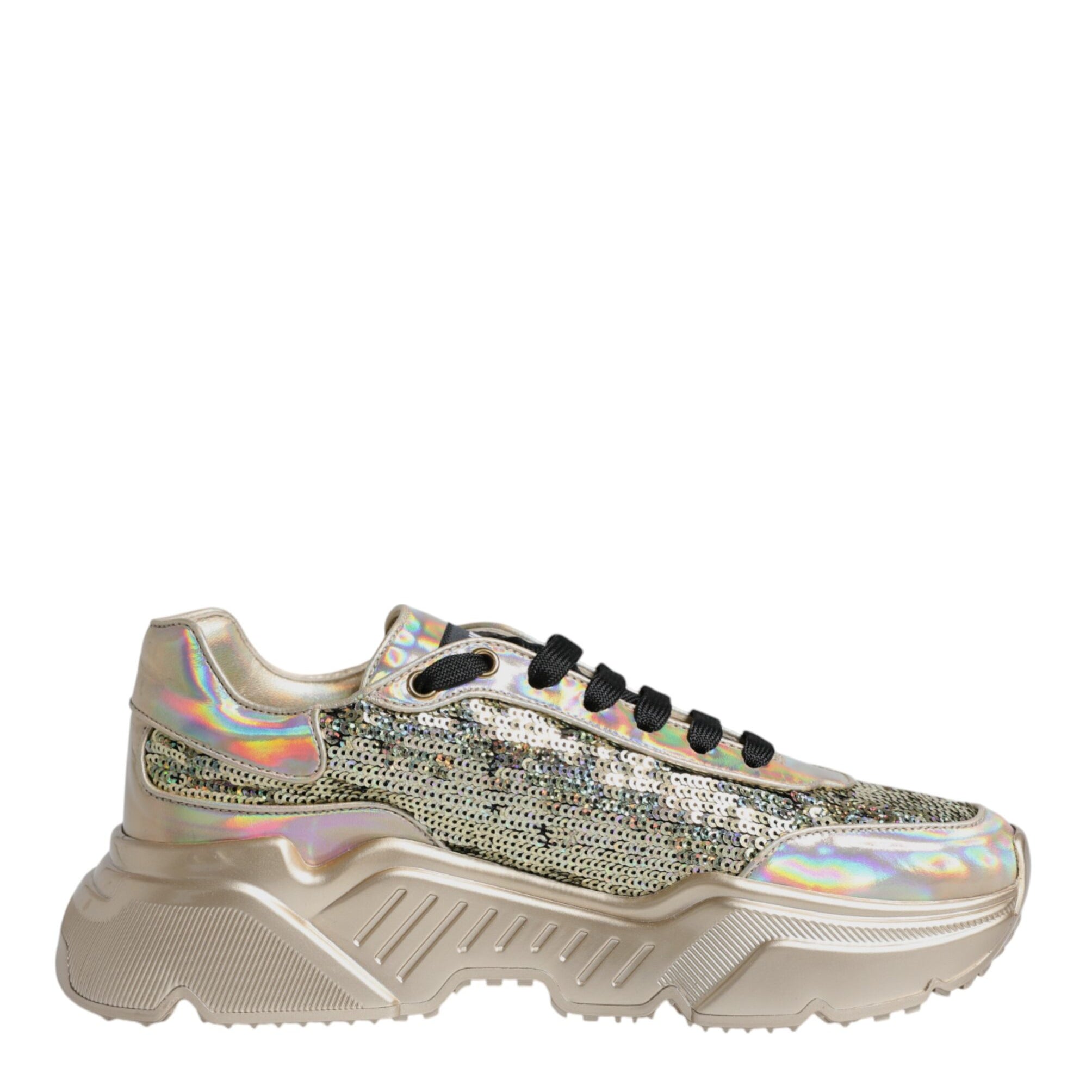 Dolce & Gabbana Gold Sequin Iridiscent Daymaster Sneakers Shoes Dolce & Gabbana