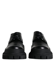 Black Leather Lace Up Trekking Dress Shoes