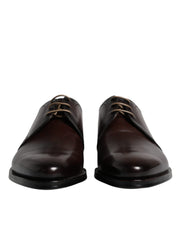 Brown Leather Lace Up Men Derby Formal Shoes