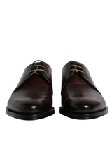 Brown Leather Lace Up Men Derby Formal Shoes