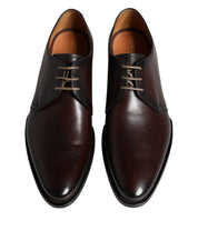 Brown Leather Lace Up Men Derby Formal Shoes