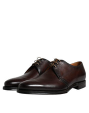 Brown Leather Lace Up Men Derby Formal Shoes