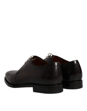 Brown Leather Lace Up Men Derby Formal Shoes