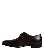 Brown Leather Lace Up Men Derby Formal Shoes
