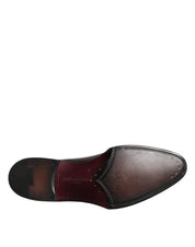 Brown Leather Lace Up Men Derby Formal Shoes