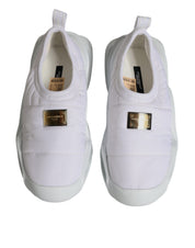 White Padded Fabric Low Top Sneakers Shoes