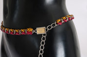 Red Yellow Leather Crystal Belt