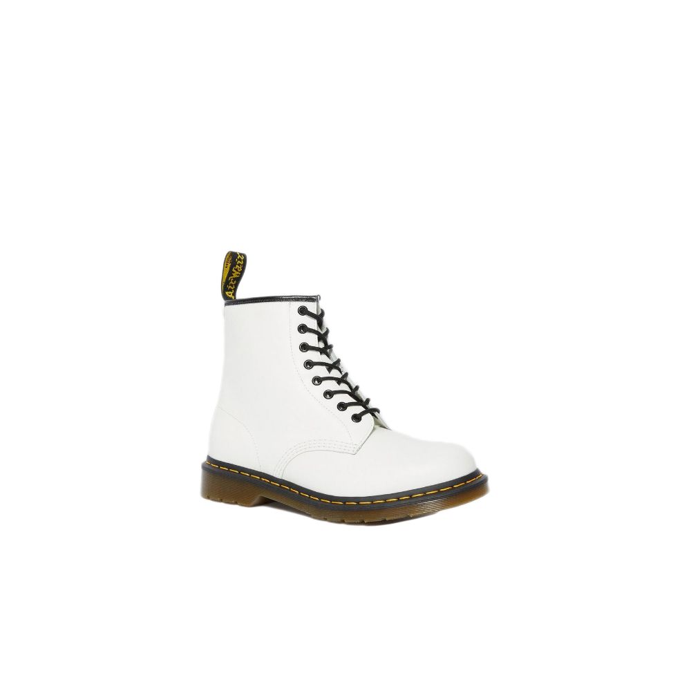 White Leather Lace-Up Boots