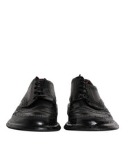 Black Leather Derby Wingtip Formal Shoes