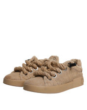 Dolce & Gabbana Brown Jute Fabric Low Top Men Sneakers Shoes Dolce & Gabbana