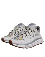 Versace White Trigreca Barocco Print Low Top Sneakers Shoes Versace