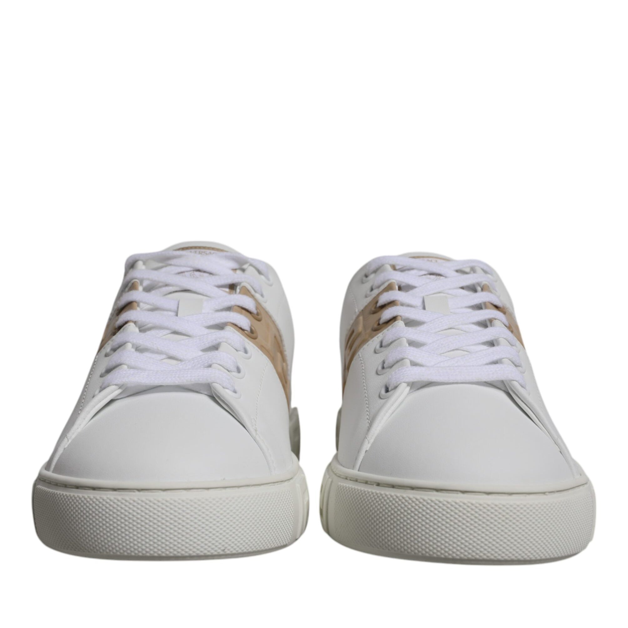 Versace White Brown Greca Print TPU Low Top Men Sneakers Shoes Versace