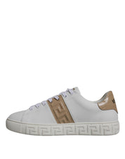 White Brown Greca Print TPU Low Top Men Sneakers Shoes