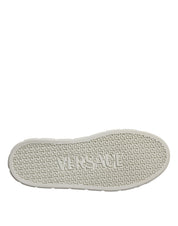 Versace White Brown Greca Print TPU Low Top Men Sneakers Shoes Versace