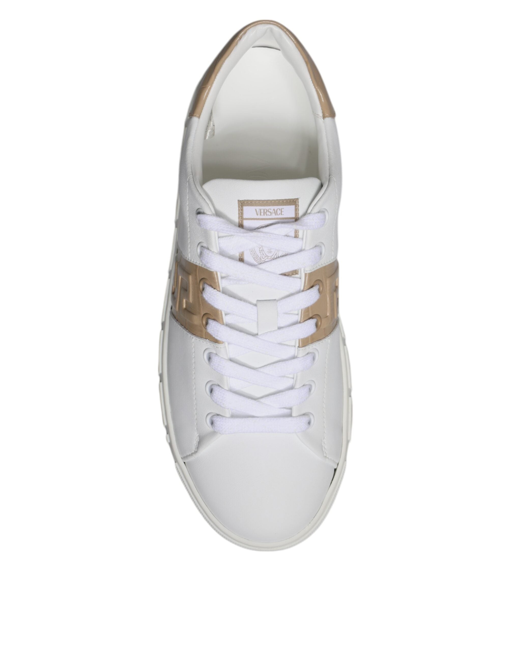 Versace White Brown Greca Print TPU Low Top Men Sneakers Shoes Versace