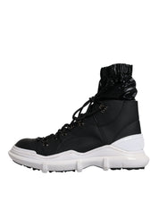 Black Nylon Galileo High Top Sneakers Shoes