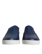 Blue Croc Exotic Leather Men Sneakers Shoes