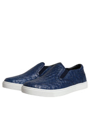 Blue Croc Exotic Leather Men Sneakers Shoes