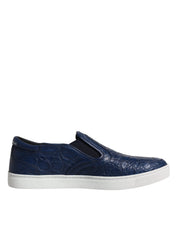 Blue Croc Exotic Leather Men Sneakers Shoes