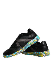 Black Polyester Low Top Men Sneakers Shoes