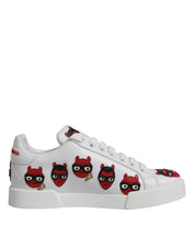 White Devil Face Portofino Sneakers Shoes