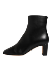 Black Jackie Leather Mid Calf Boots Shoes