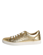 Gold Leather Logo London Men Sneakers Shoes