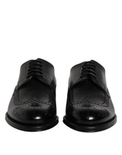 Black Leather Derby Wingtip Formal Shoes