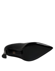 Versace Black Leather Logo Plaque High Heels Pumps Shoes Versace