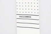 White Polka Dotted Silk Skinny Scarf