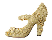 Gold Floral Crystal Mary Janes Pumps