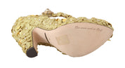 Gold Floral Crystal Mary Janes Pumps