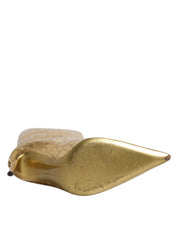 Dolce & Gabbana Gold Leather Stiletto Heels High Boots Shoes Dolce & Gabbana