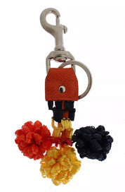 Red Yellow Raffia Leather Clasp Finder Keyring Keychain