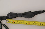Gray Silk Patterned Mens Necktie Bow Tie