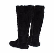 Black Xiangao Lamb Fur Leather Boots