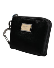 Black Nylon Logo Plaque Keyring Pouch Clutch Bag