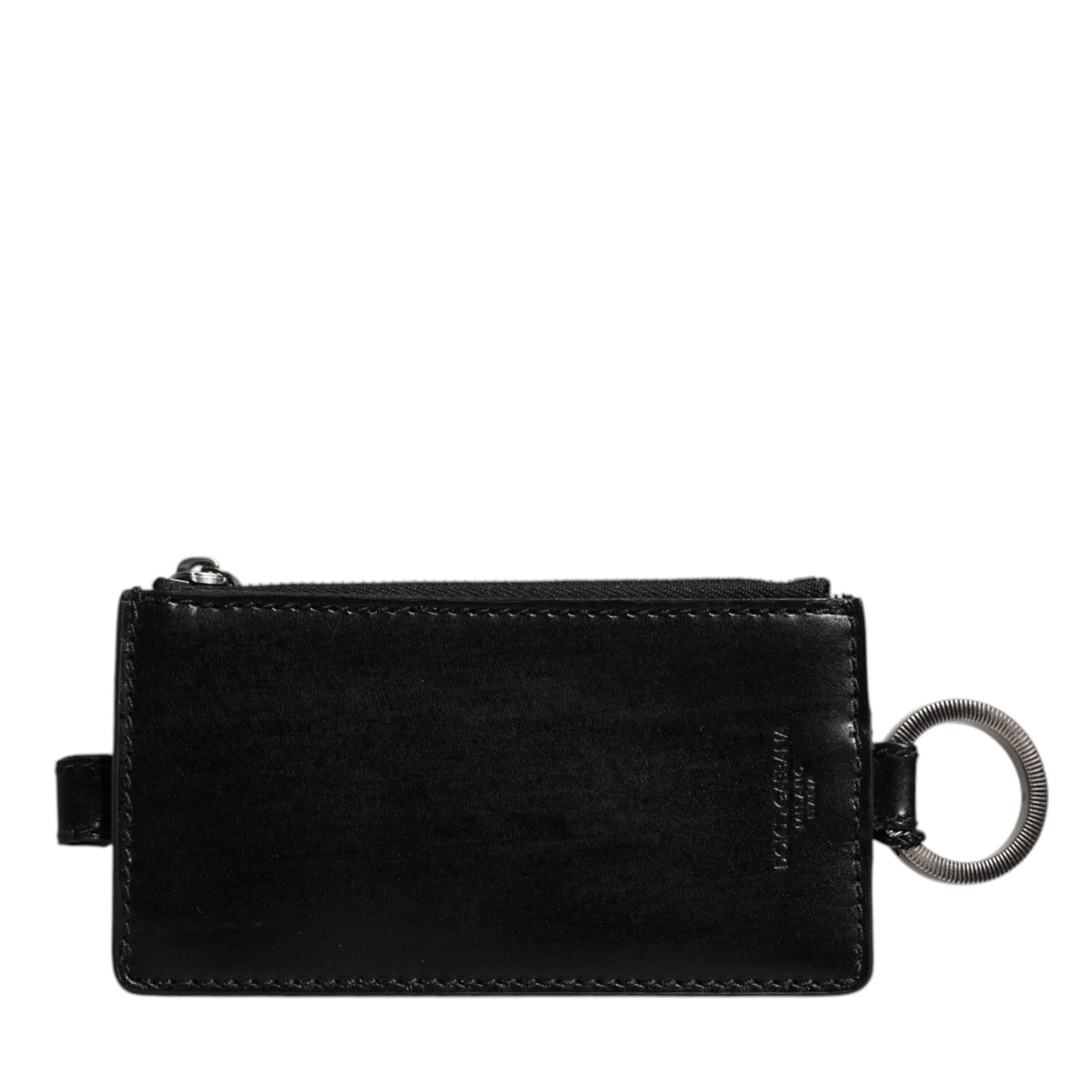 Dolce & Gabbana Black Horse Leather Lanyard Logo Card Holder Wallet Dolce & Gabbana