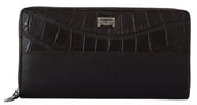 Dolce & Gabbana Brown Exotic Leather Zip Around Continental Clutch Wallet
