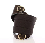 Brown D&G Leather Linnen Logo Belt
